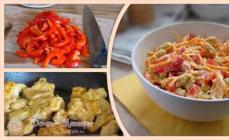 Recipes of salads with Korean carrots and chicken