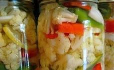 Preservation of cauliflower for the winter - recipes with and without sterilization Cauliflower recipes for the winter